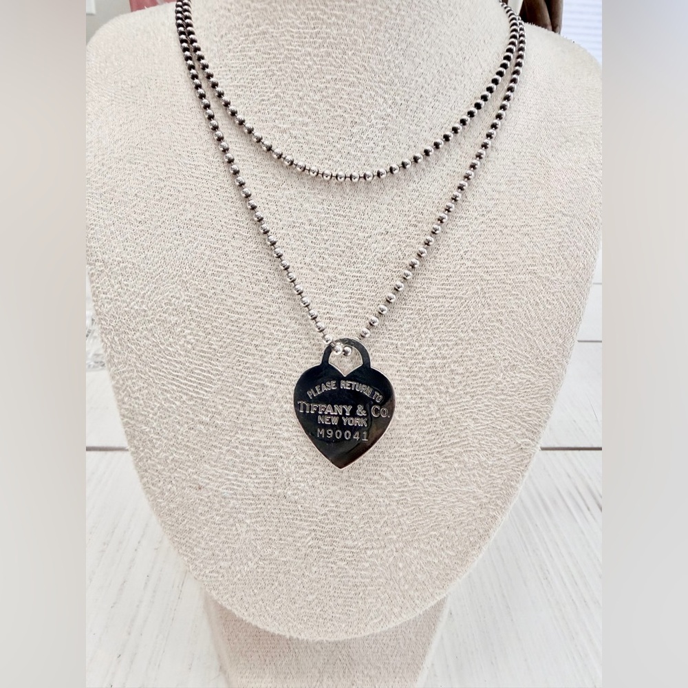 Tiffany & Co. Silver Large Heart Tag Long Beaded Chain Necklace
34” - Picture 2 of 11